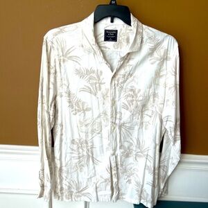 Abercrombie & Fitch Men’s White Floral Button-Up Shirt Size XL Hawaiian Summer